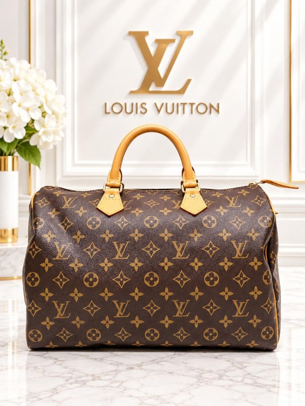 Authentic Louis Vuitton Speedy 35 Monogram Canvas Brown Vintage Luxury Handbag